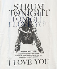 Natural Soft Cotton『I LOVE YOU 』Zombie Custom Wide T-shirt (Oversize) - WHITE x NAVY
