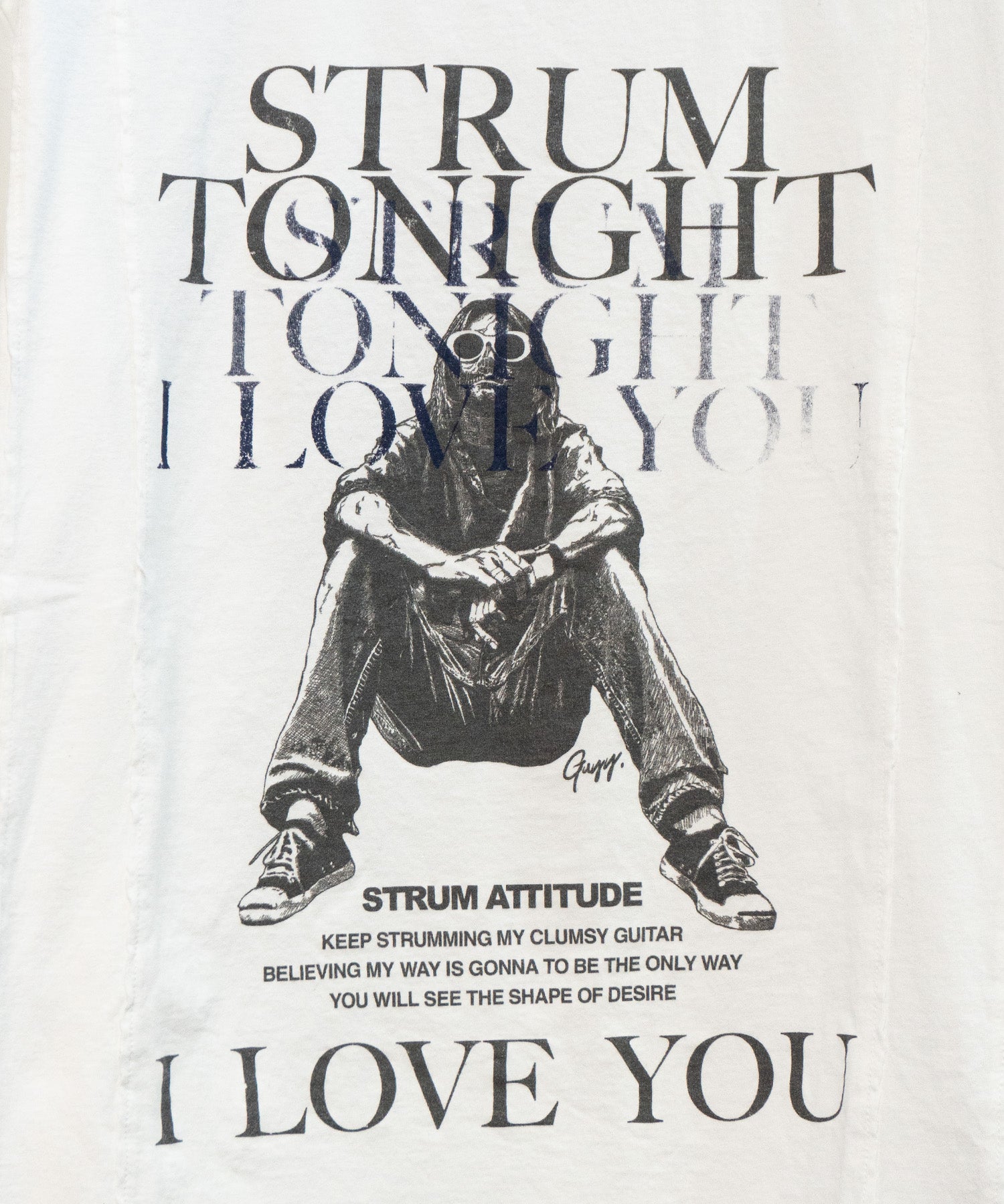 Load image into Gallery viewer, Natural Soft Cotton『I LOVE YOU 』Zombie Custom Wide T-shirt (Oversize) - WHITE x NAVY