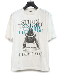 Natural Soft Cotton『I LOVE YOU 』Zombie Custom Wide T-shirt (Oversize) - WHITE x TURQUOISE