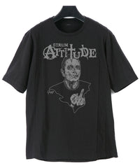 30/- ナチュラルソフト天竺 『You Fuck’in rock 』Zombie ワイド Tシャツ（オーバーサイズ） - BLACK