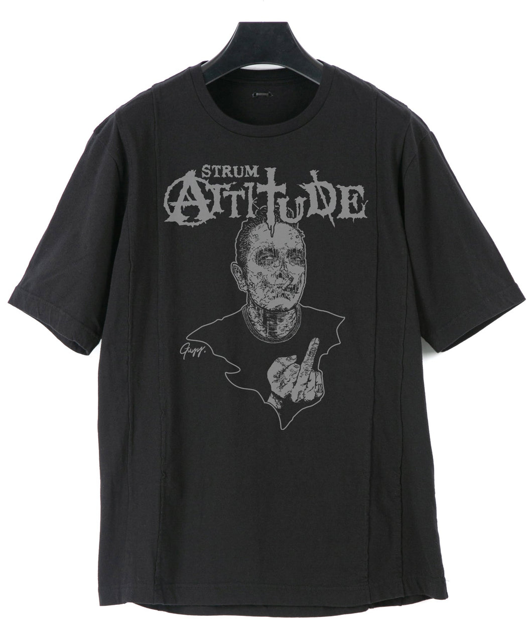 Natural Soft Cotton『You Fuck’in rock 』Zombie Wide T-shirt - BLACK