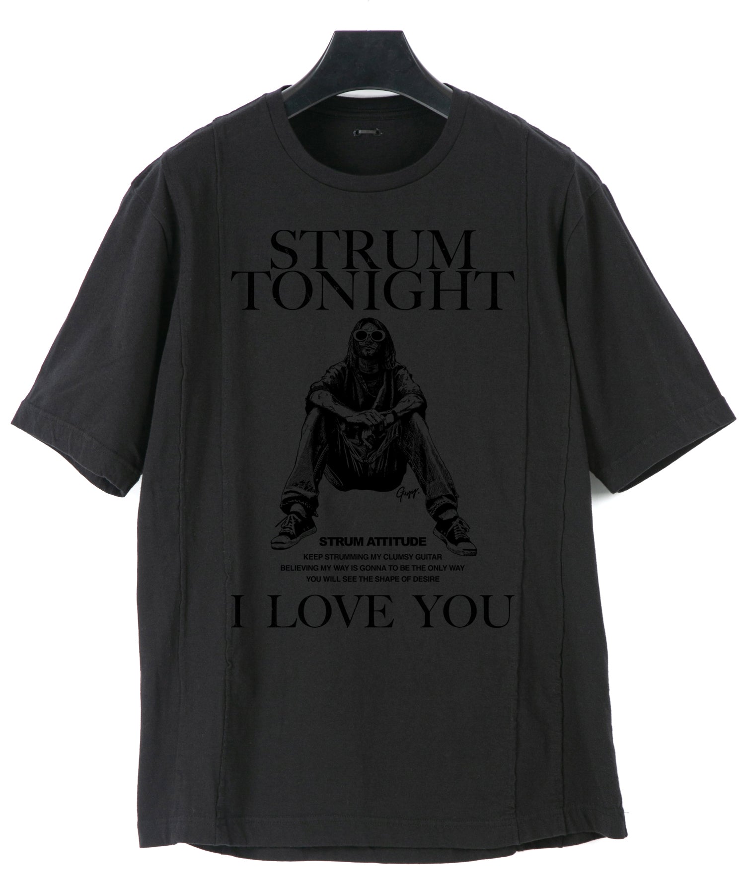 画像をギャラリービューアに読み込む, 30/- ナチュラルソフト天竺 『I LOVE YOU 』Zombie ワイド Tシャツ - BLACK