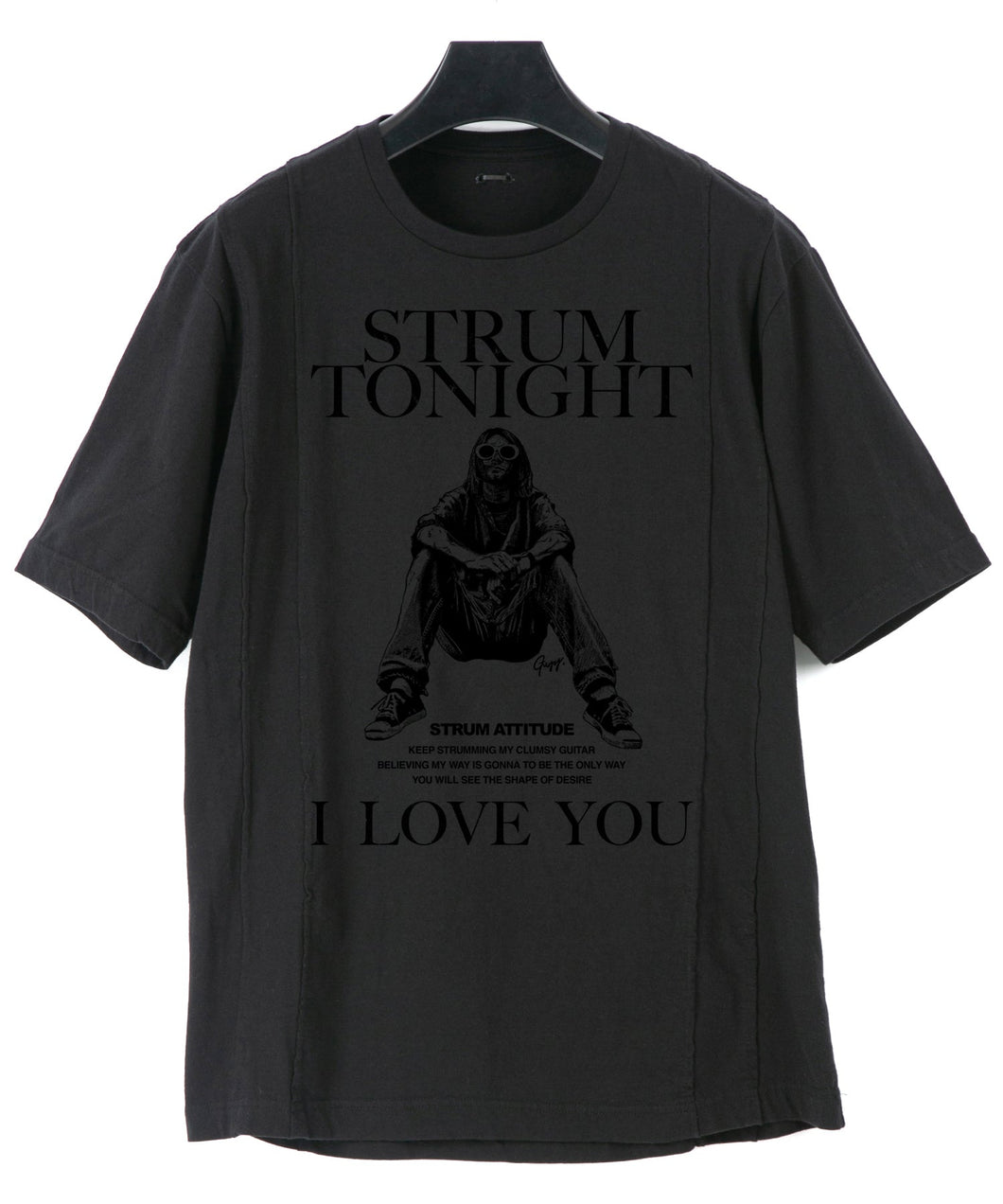 Natural Soft Cotton『I LOVE YOU 』Zombie Wide T-shirt - BLACK