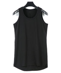 30/-ナチュラルソフト天竺 タンクトップ（タイトフィット） - BLACK