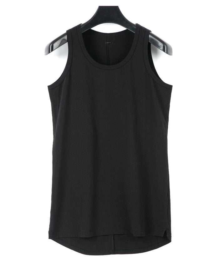 30/-ナチュラルソフト天竺 タンクトップ（タイトフィット） - BLACK
