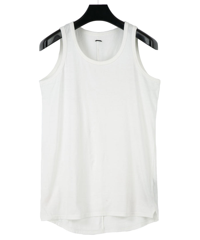 30/-ナチュラルソフト天竺 タンクトップ（タイトフィット） - WHITE
