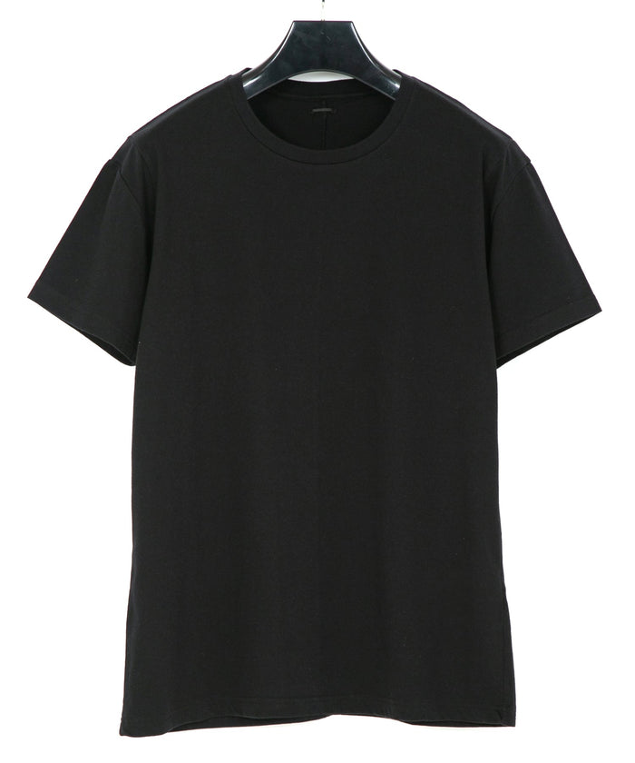30/-ナチュラルソフト天竺 クルーネック Tシャツ（ジャストフィット） - BLACK