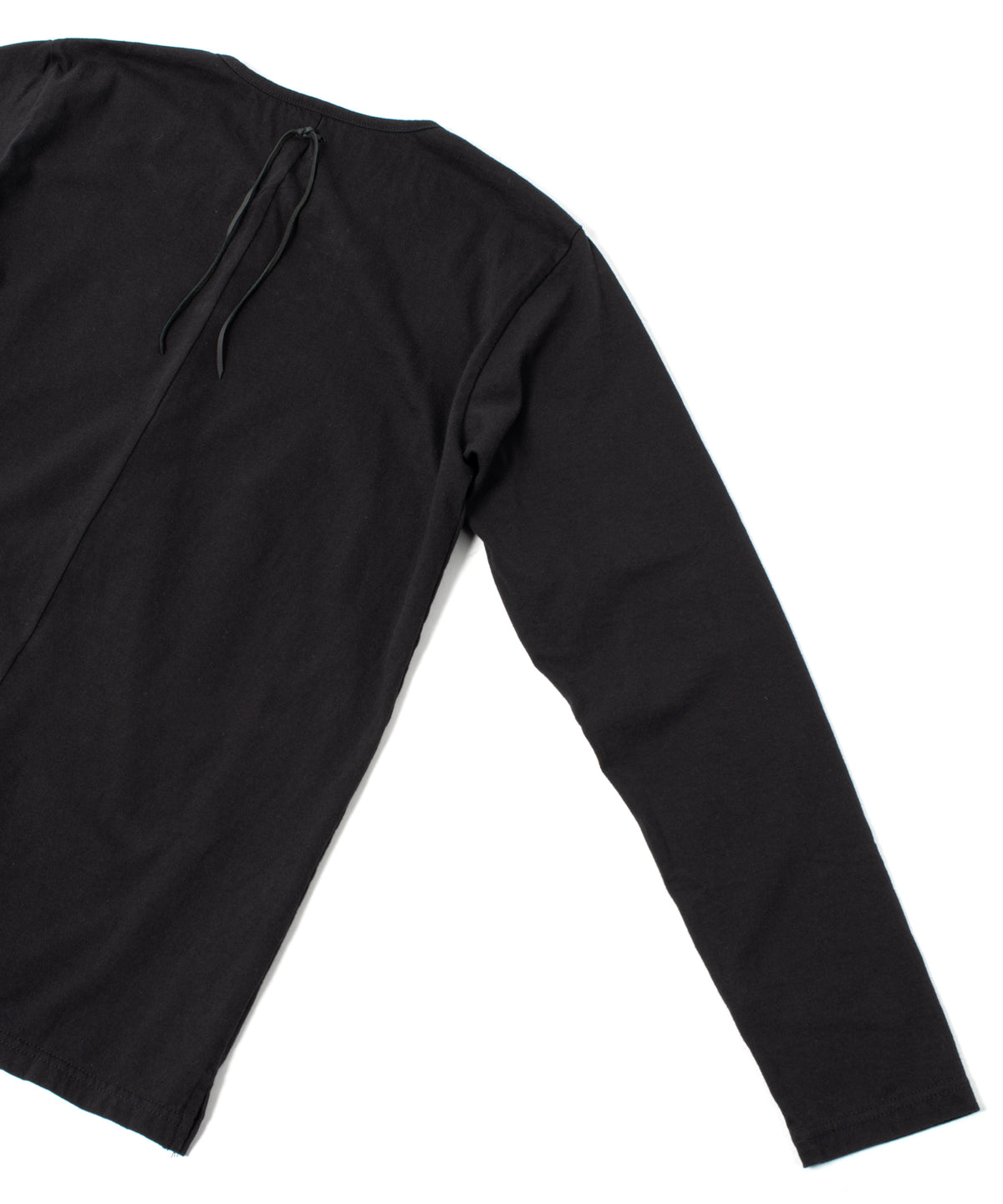 30/-ナチュラルソフト天竺 ロングスリーブ ヘンリーネック Tシャツ - BLACK