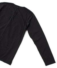 30/-ナチュラルソフト天竺 ロングスリーブ ヘンリーネック Tシャツ - BLACK