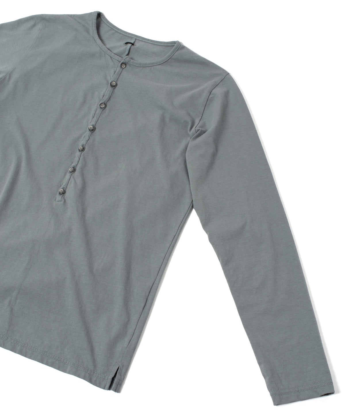 30/-ナチュラルソフト天竺 ロングスリーブ ヘンリーネック Tシャツ - SAND GREEN