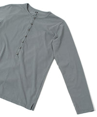 30/-ナチュラルソフト天竺 ロングスリーブ ヘンリーネック Tシャツ - SAND GREEN