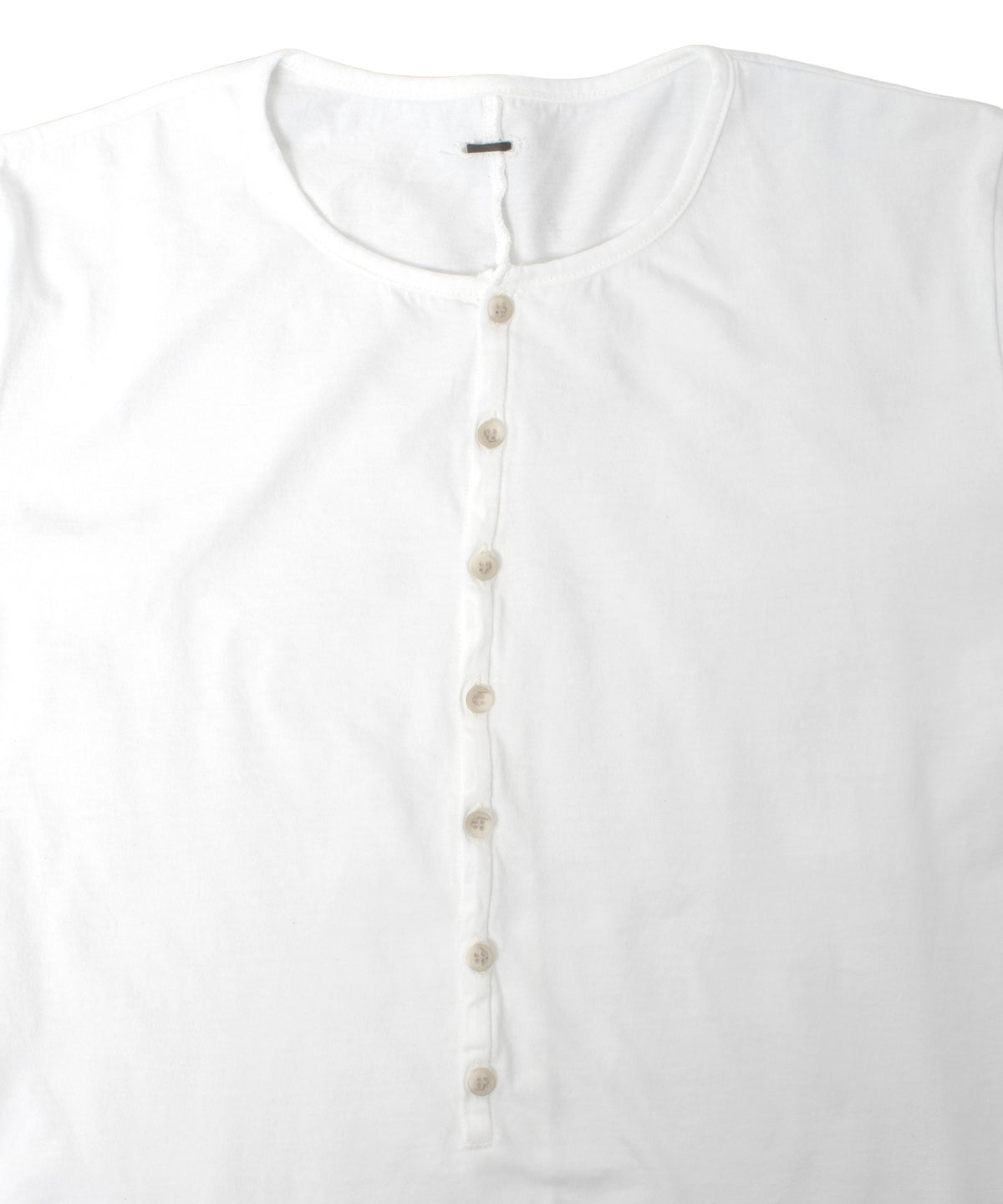 30/-ナチュラルソフト天竺 ロングスリーブ ヘンリーネック Tシャツ - WHITE