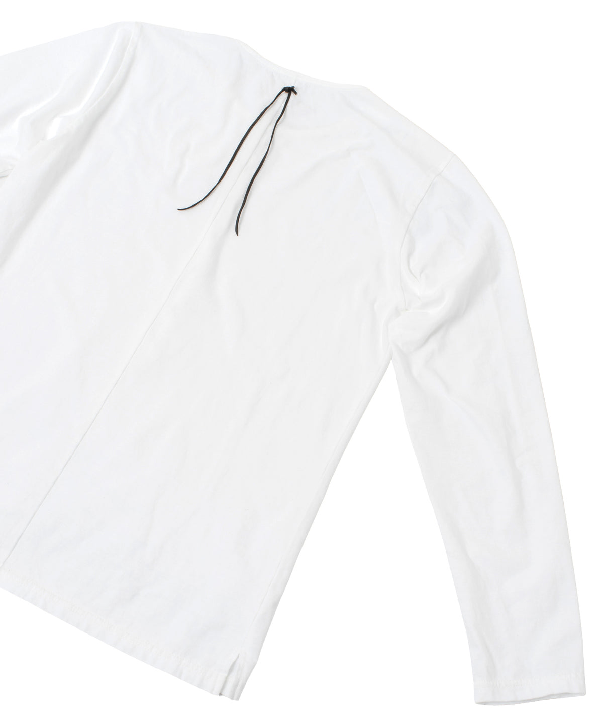 30/-ナチュラルソフト天竺 ロングスリーブ ヘンリーネック Tシャツ - WHITE