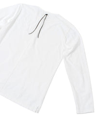 30/-ナチュラルソフト天竺 ロングスリーブ ヘンリーネック Tシャツ - WHITE