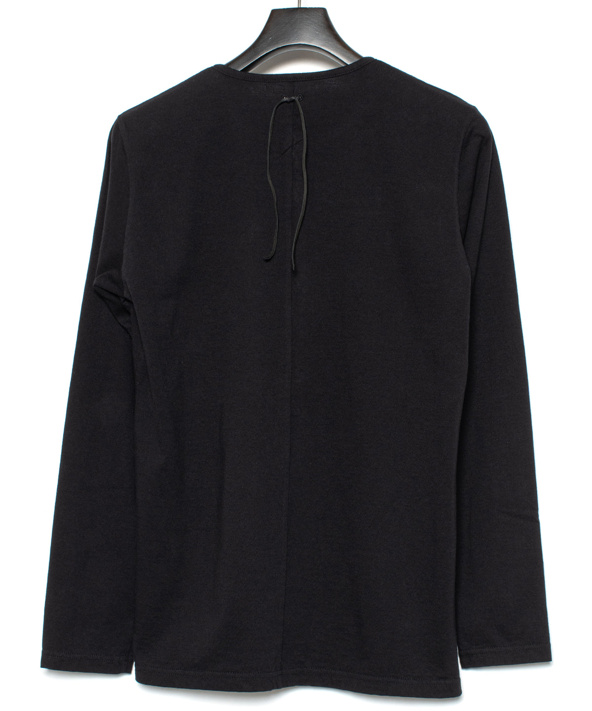 30/-ナチュラルソフト天竺 ロングスリーブ ヘンリーネック Tシャツ - BLACK