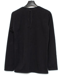 30/-ナチュラルソフト天竺 ロングスリーブ ヘンリーネック Tシャツ - BLACK