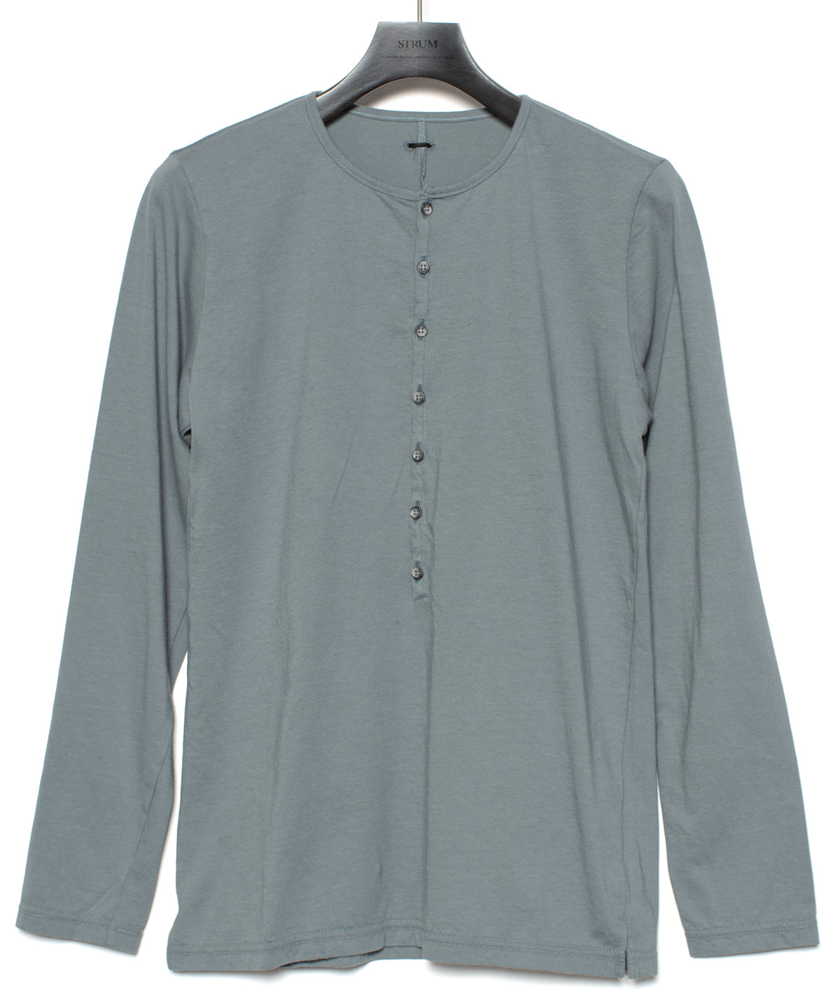 30/-ナチュラルソフト天竺 ロングスリーブ ヘンリーネック Tシャツ - SAND GREEN