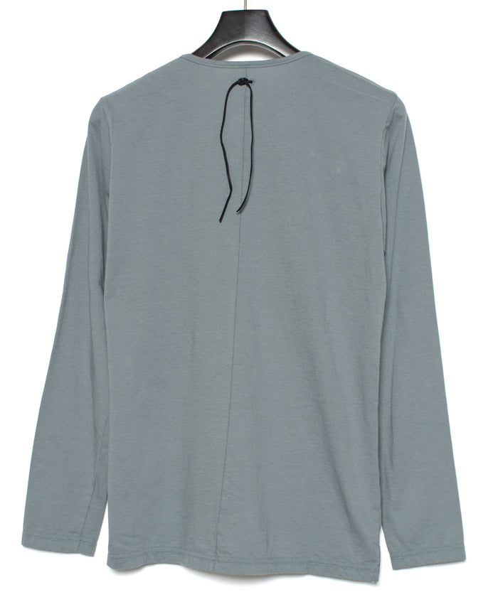 30/-ナチュラルソフト天竺 ロングスリーブ ヘンリーネック Tシャツ - SAND GREEN