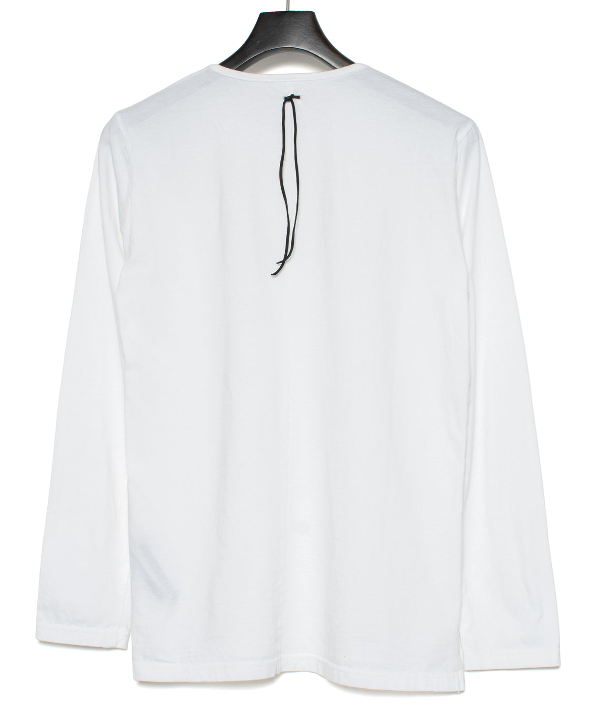 30/-ナチュラルソフト天竺 ロングスリーブ ヘンリーネック Tシャツ - WHITE