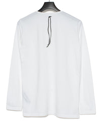 30/-ナチュラルソフト天竺 ロングスリーブ ヘンリーネック Tシャツ - WHITE