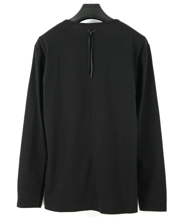 30/- ナチュラルソフト天竺 クルーネック ロングスリーブ T シャツ - BLACK