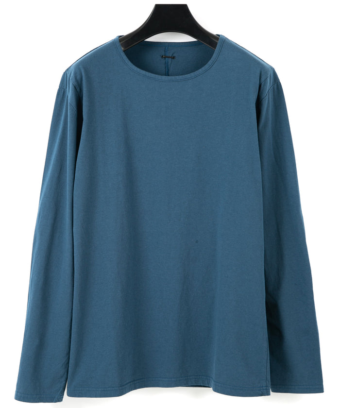 30/- ナチュラルソフト天竺 クルーネック ロングスリーブ T シャツ - GRAY BLUE