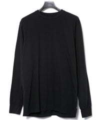30/- ナチュラルソフト天竺 クルーネック リブ ロングスリーブ T シャツ - BLACK