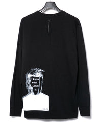 30/- ナチュラルソフト天竺 クルーネック リブ ロングスリーブ T シャツ - BLACK