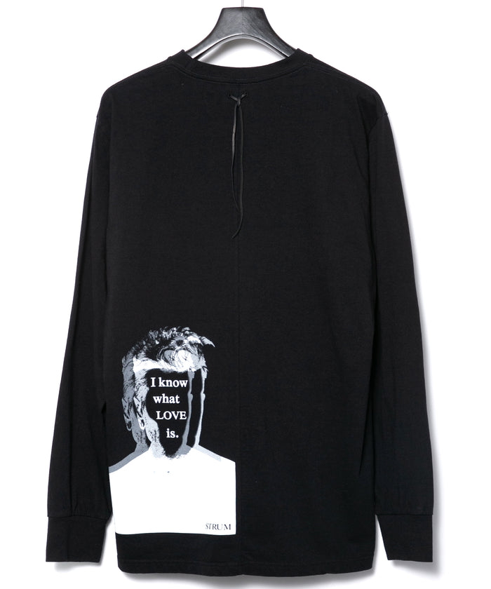 30/- ナチュラルソフト天竺 クルーネック リブ ロングスリーブ T シャツ - BLACK