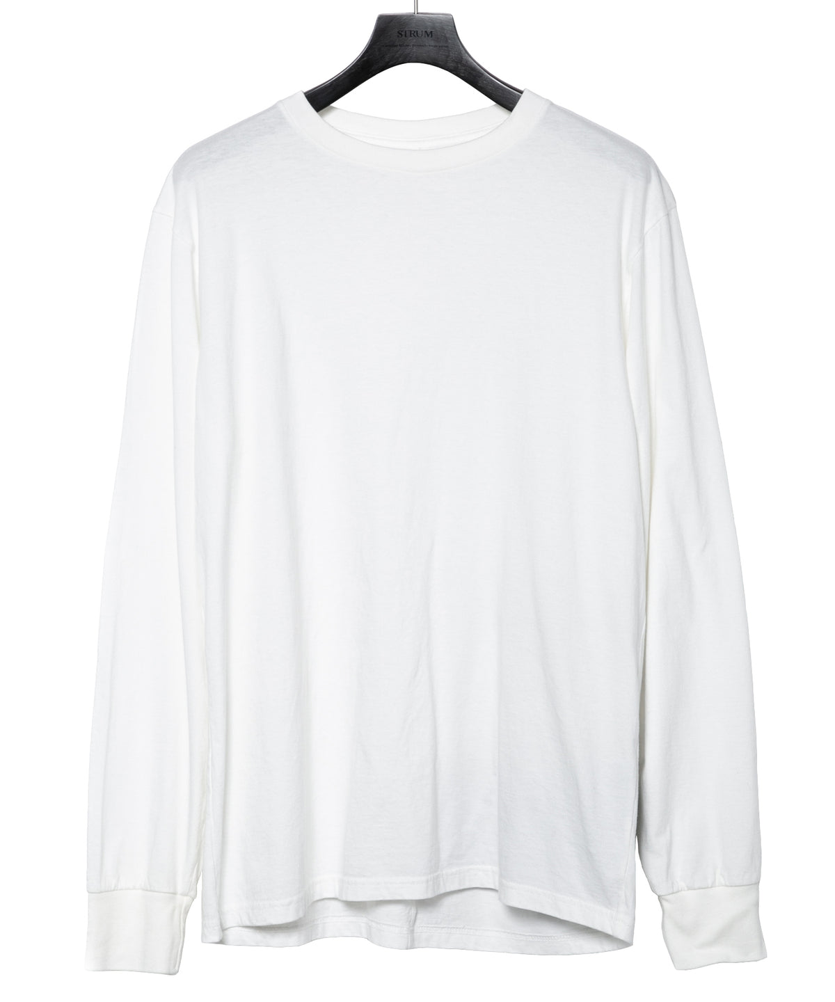 30/- ナチュラルソフト天竺 クルーネック リブ ロングスリーブ T シャツ - WHITE