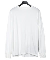 30/- ナチュラルソフト天竺 クルーネック リブ ロングスリーブ T シャツ - WHITE