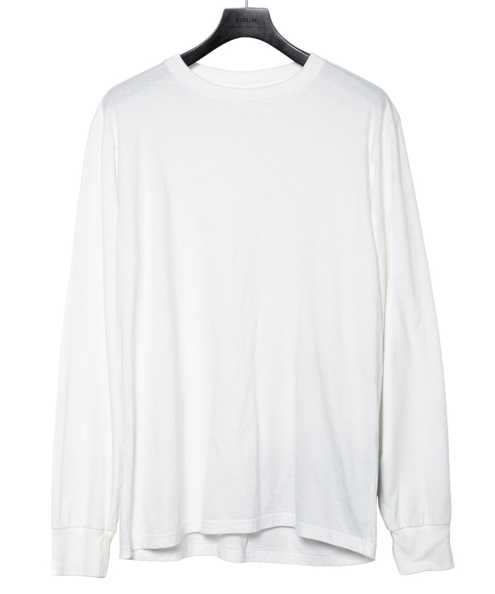 30/- ナチュラルソフト天竺 クルーネック リブ ロングスリーブ T シャツ - WHITE