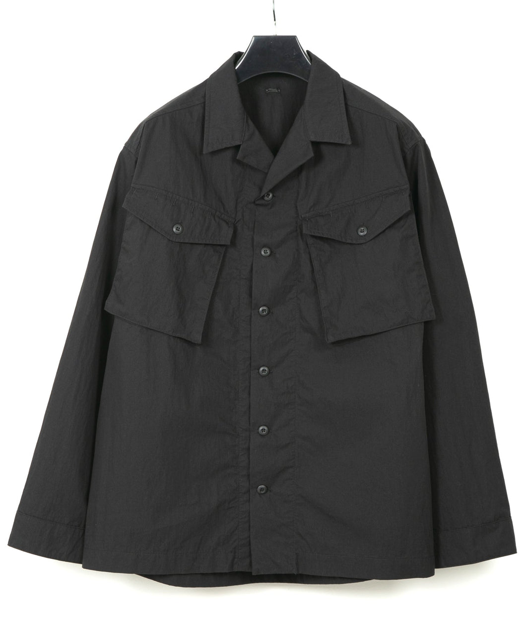 Washer Dyed Cotton & Nylon Weather Cloth Military Shirts Blouson - BLACK