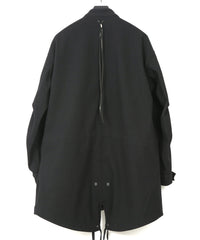 ウールナイロン W クロス ヴィンテージタンブラー フィッシュテールコート - BLACK