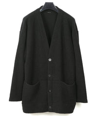リサイクル ウール テディーフリース ロングカーディガン - BLACK