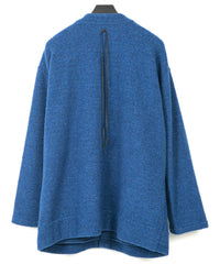 リサイクル ウール テディーフリース ロングカーディガン - BLUE