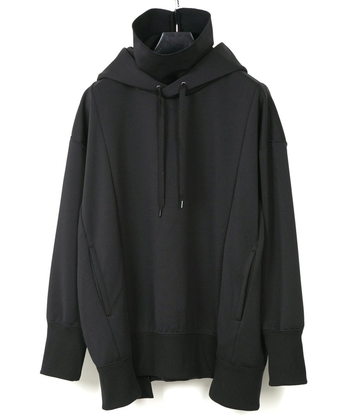 コーデュラ 裏フリース ハイネック フーディー - BLACK