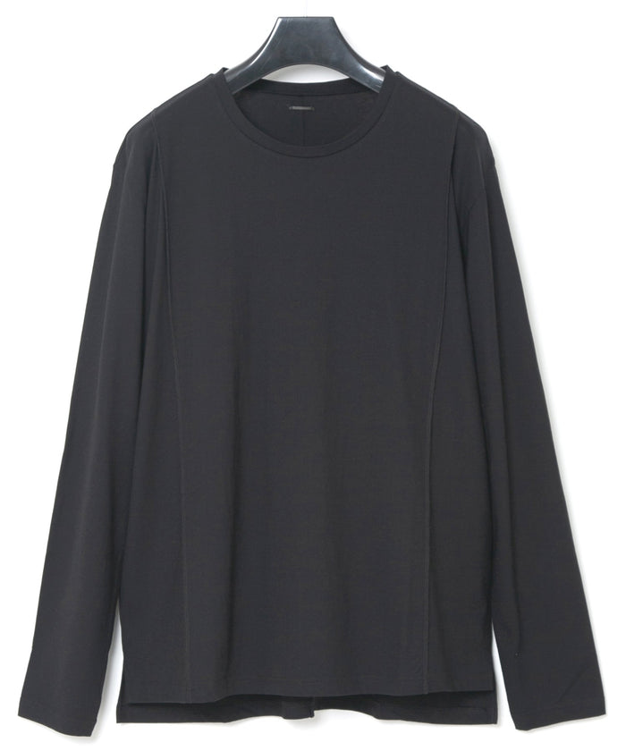 接触冷感 ガス強撚天竺 L/S T シャツ - BLACK