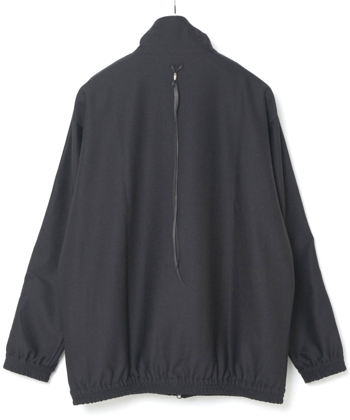 ポリ キュプラ ナイロン ハイブリッドジャージ トラックジャケット - BLACK