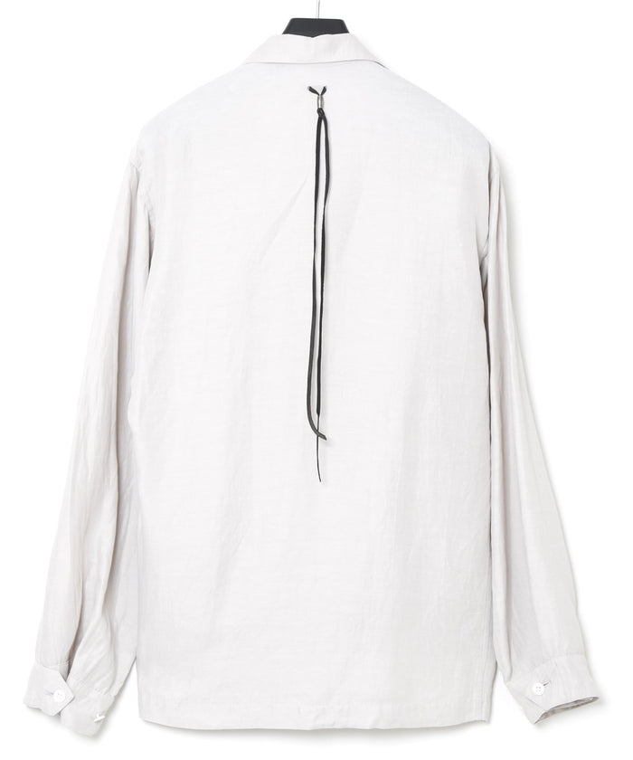 後染めレーヨン リネン ワッシャークロス ミリタリー シャツブルゾン- ASH