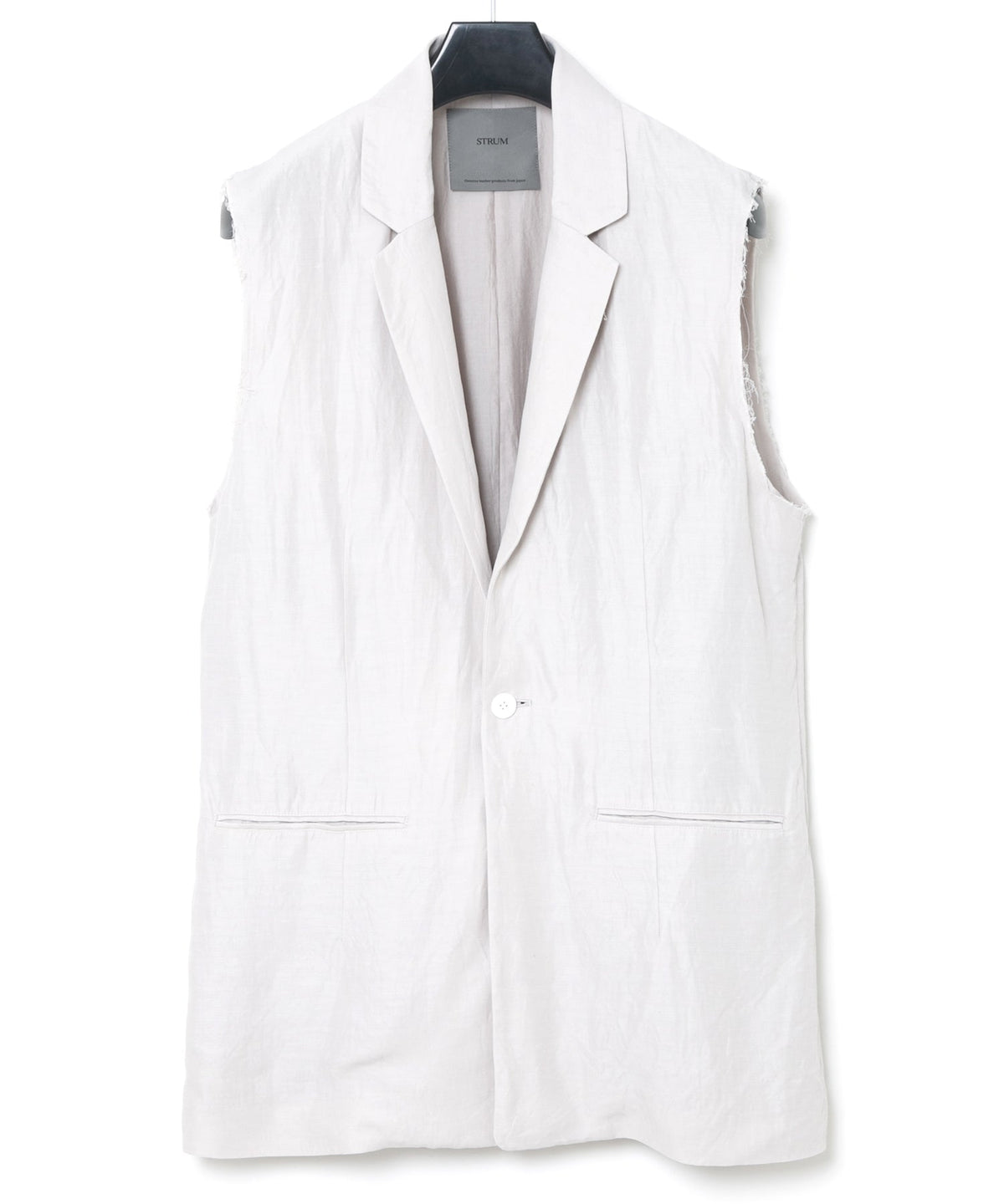 Washer Dyed Rayon&Linen Cloth Tailored Vest - ASH