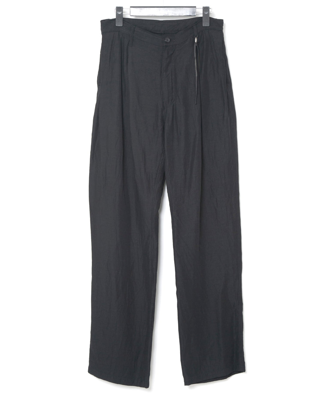 Washer Dyed Rayon&Linen Cloth Wide Pants - BLACK