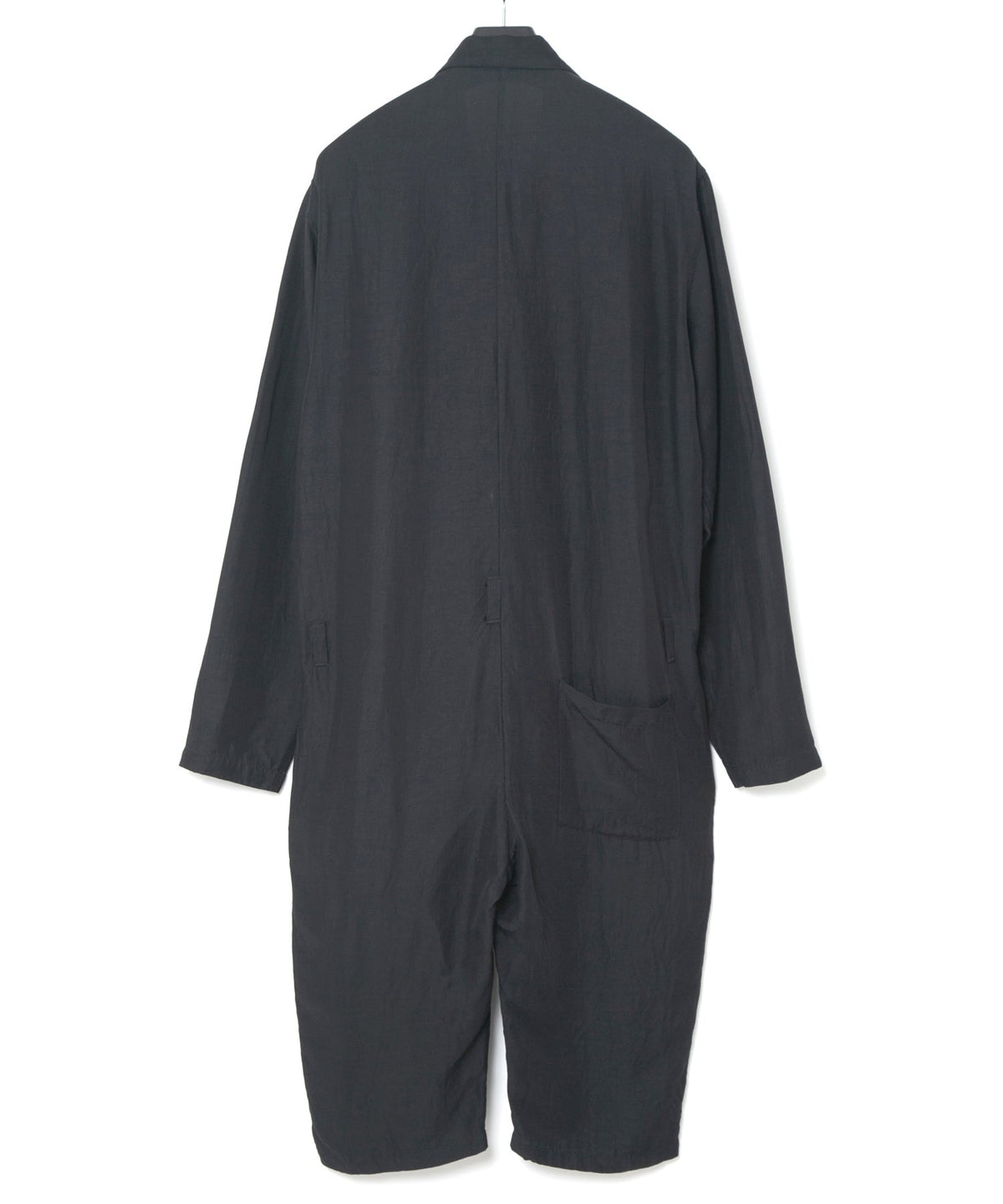 後染めレーヨン リネン ワッシャークロス カバーオール - BLACK