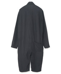 後染めレーヨン リネン ワッシャークロス カバーオール - BLACK