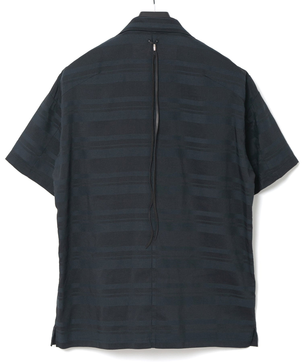 Rayon Cotton Ramie Stripe Cloth Open Collar Shirt - BLACK