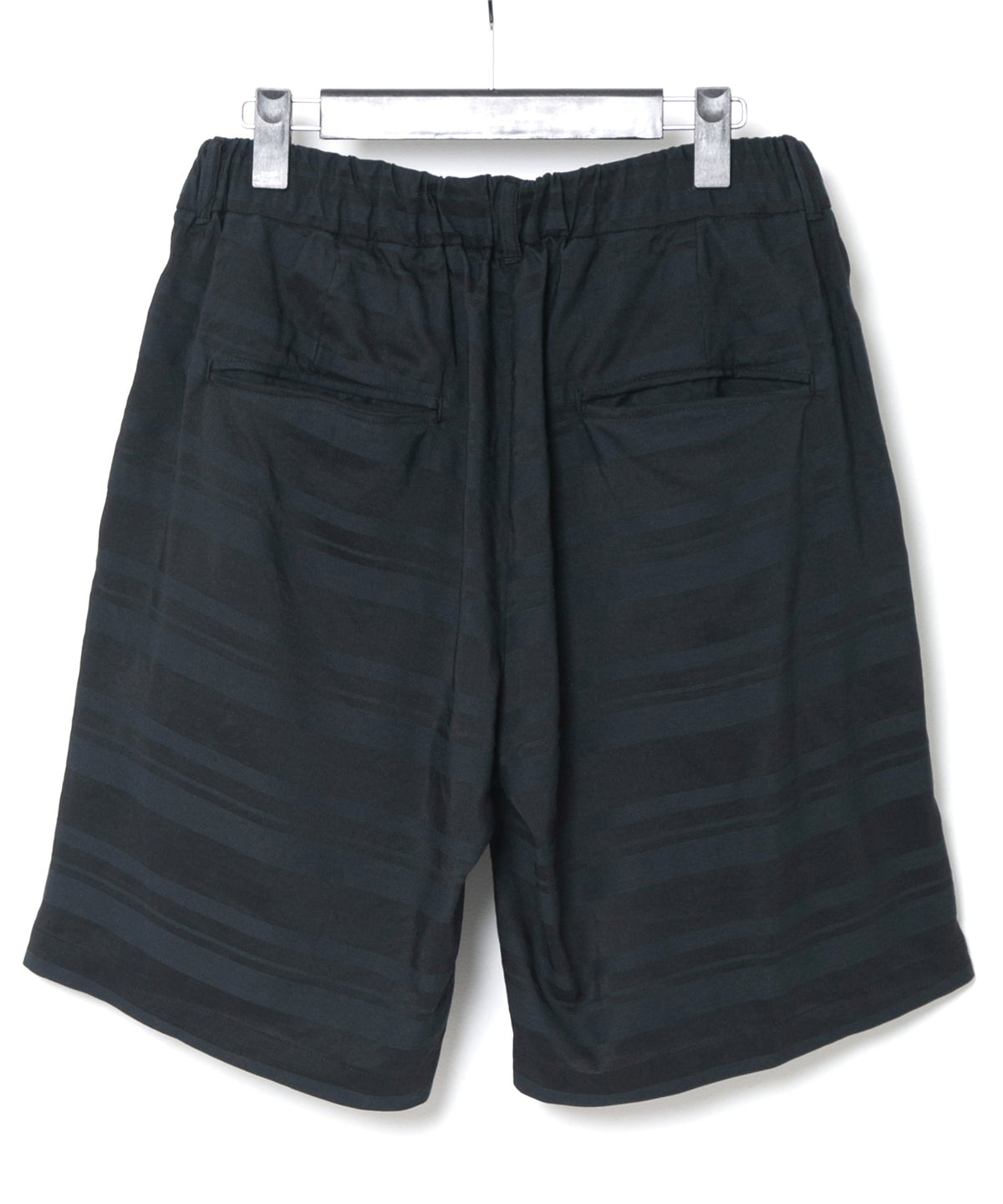 レーヨン コットンラミー ストライプ ショーツ - BLACK