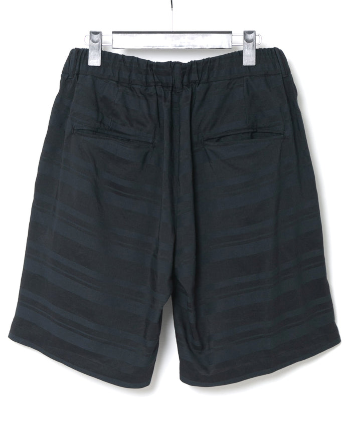 レーヨン コットンラミー ストライプ ショーツ - BLACK