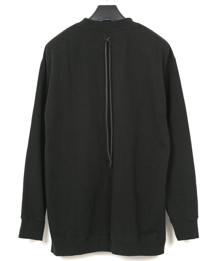 度詰め ヴィンテージ加工 裏毛 クルーネック L/S スエット - BLACK