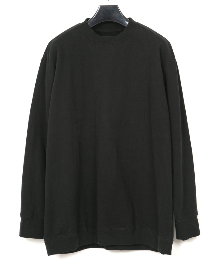 度詰め ヴィンテージ加工 裏毛 クルーネック L/S スエット - BLACK