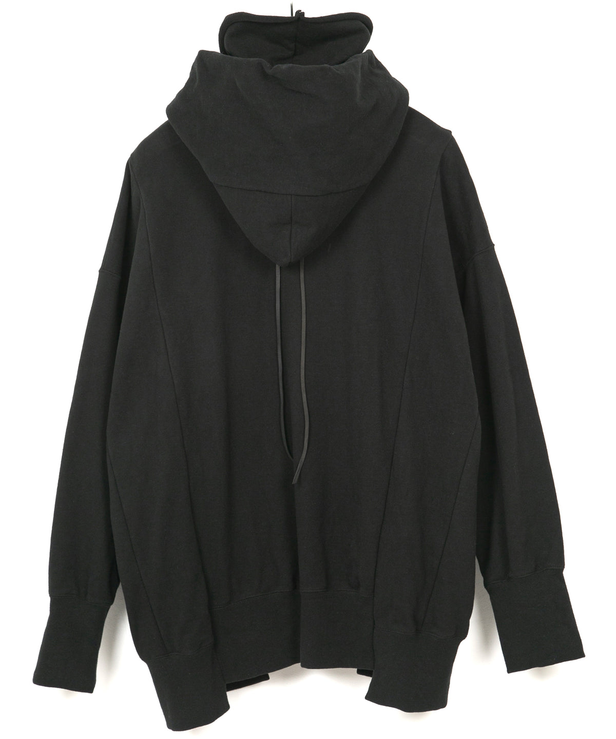 Vintage Filled Fleece-Lined High Neck Hoodie - BLACK